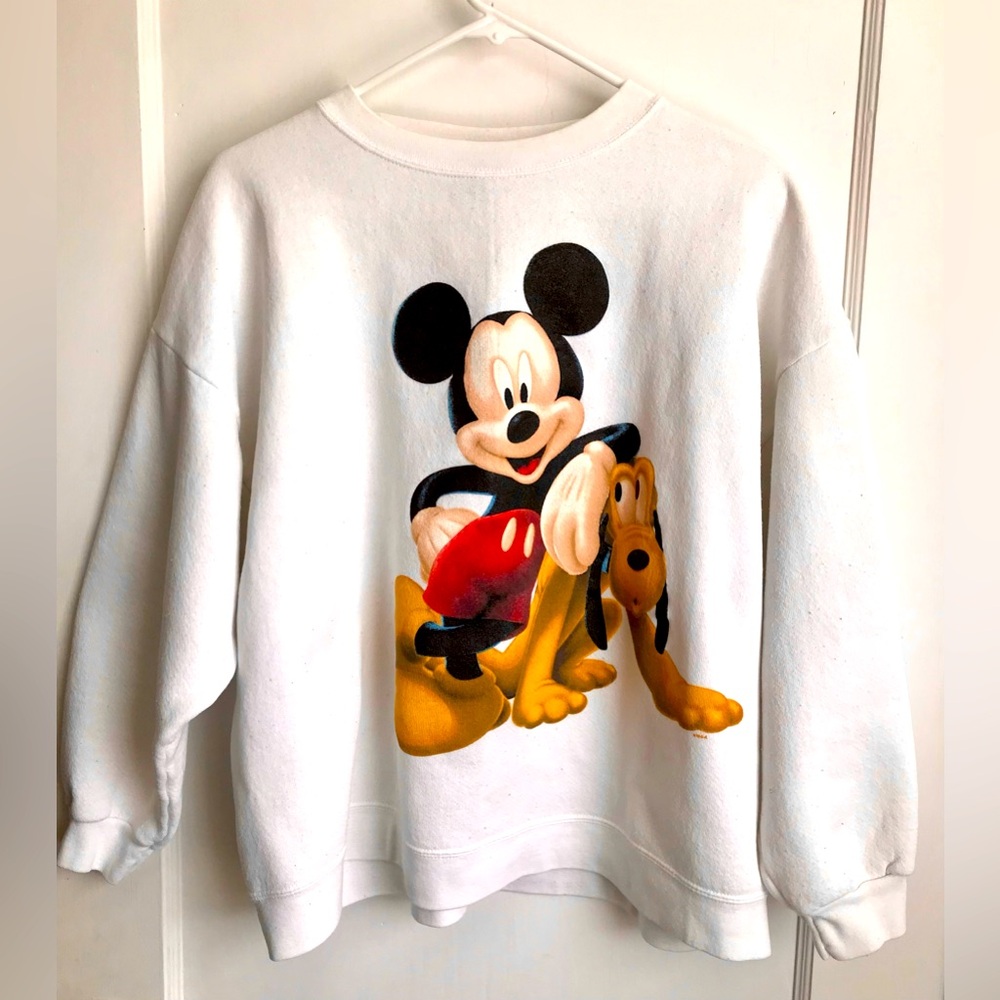 Disney Store Mickey Mouse & Pluto Crew Neck Sweatshirt Size XL